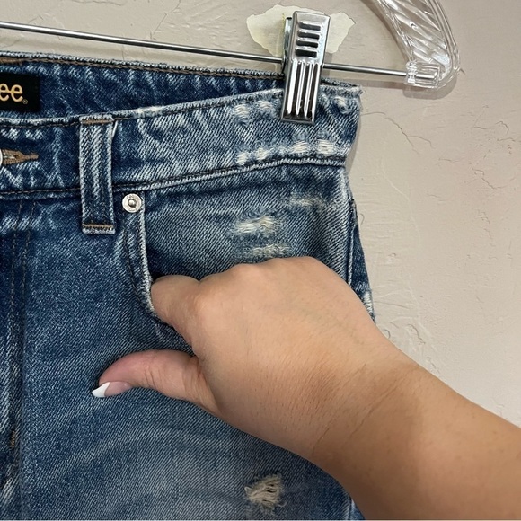 Lee Vintage Modern Daybreak Wide Leg Cropped Raw Hem Denim Jeans - Picture 6 of 8